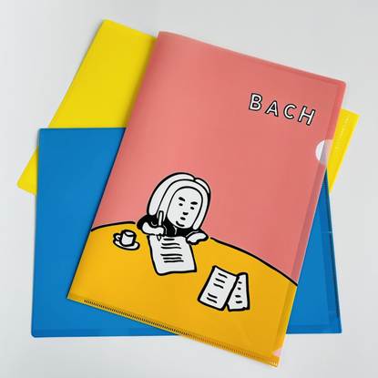 おしゃべりはやめて、お静かに　クリアファイル　書き書きバッハくん の画像